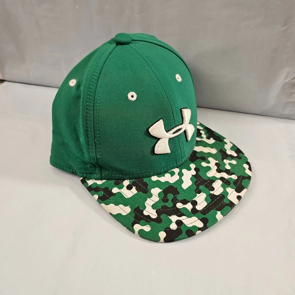 Under Armour Youth Snapback‎ Hat Green Camo Flat Brim OSFA Style 1270955